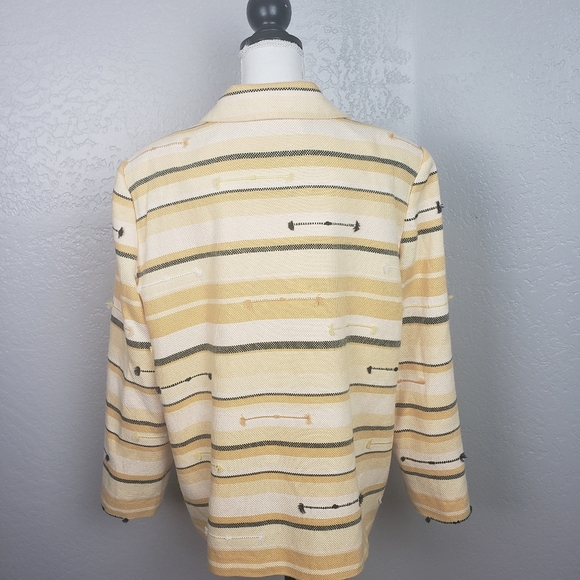 Alfred Dunner Yellow Striped Knit Blazer Size 18 - Picture 6 of 8